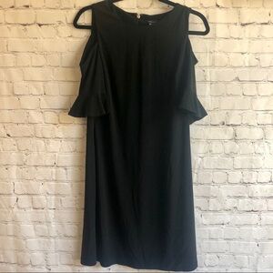 Tommy Hilfiger black dress with cold shoulder and ruffle sleeve.  Size 8